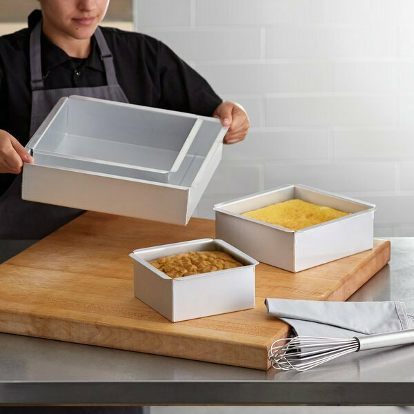 Ateco 3in Deep Aluminum Square Straight-Sided Cake Pan Set - 6in 8in 10in 12in 144120KIT